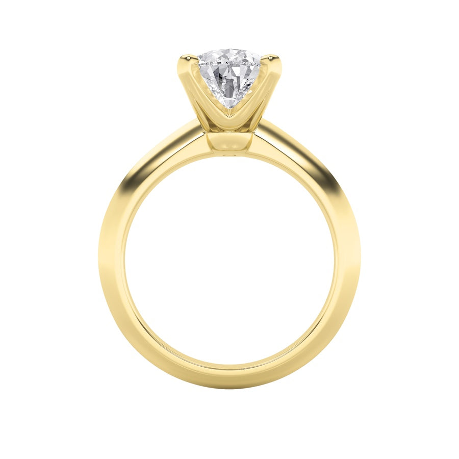 2Cttw Pear Shaped Lab Grown Diamond (F/VS) Knife Edge Shank Solitaire Engagement Ring in 14K Gold