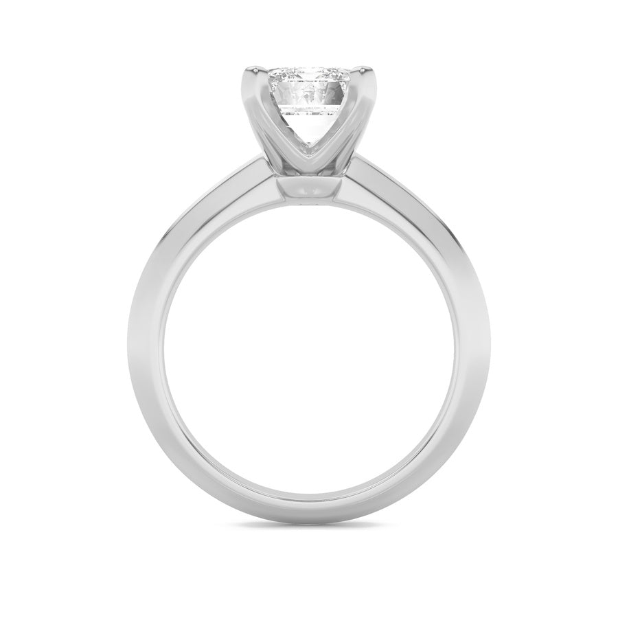 3CTW Radiant Shaped Lab Grown Diamond (F/VS) Knife Edge Shank Solitaire Engagement Ring in 14K Gold