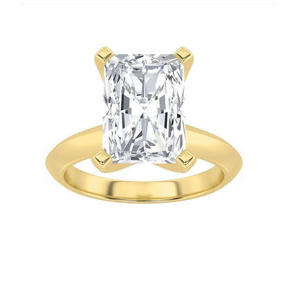 3CTW Radiant Shaped Lab Grown Diamond (F/VS) Knife Edge Shank Solitaire Engagement Ring in 14K Gold