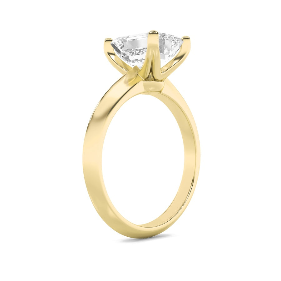 3CTW Radiant Shaped Lab Grown Diamond (F/VS) Knife Edge Shank Solitaire Engagement Ring in 14K Gold