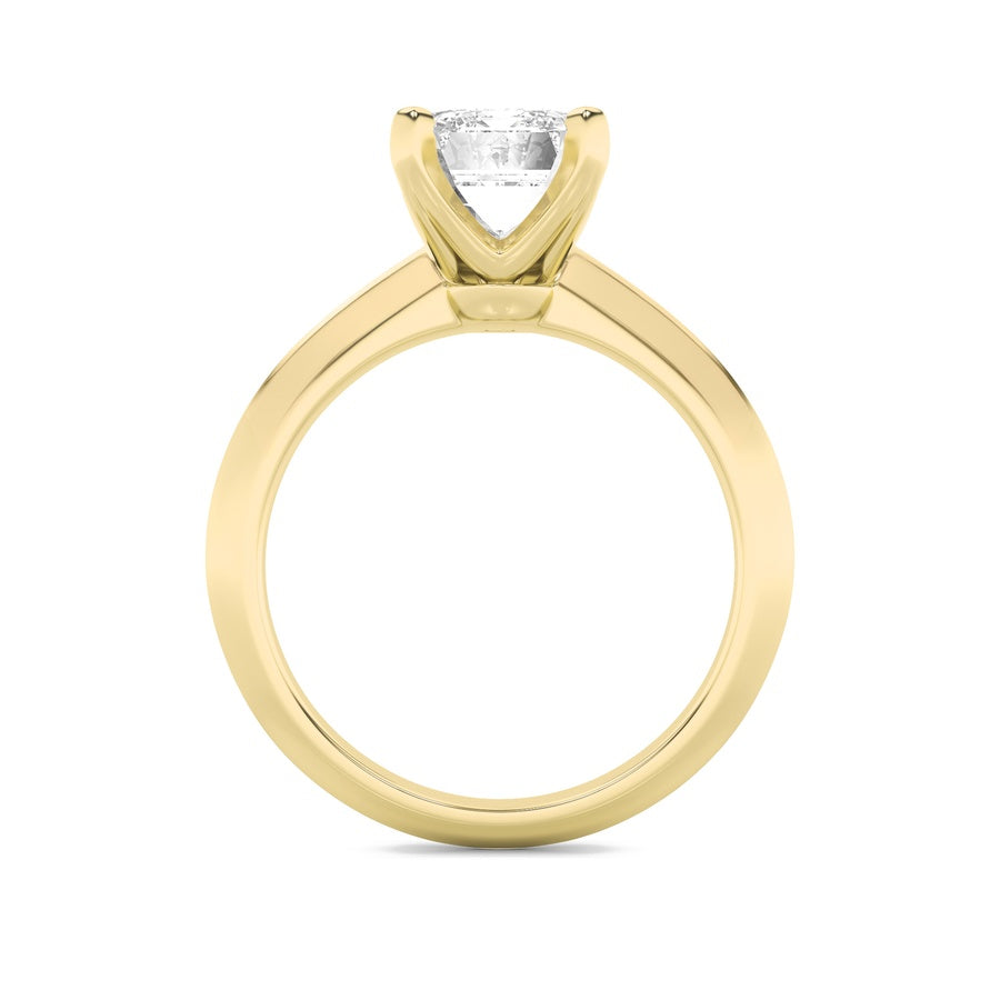 3CTW Radiant Shaped Lab Grown Diamond (F/VS) Knife Edge Shank Solitaire Engagement Ring in 14K Gold