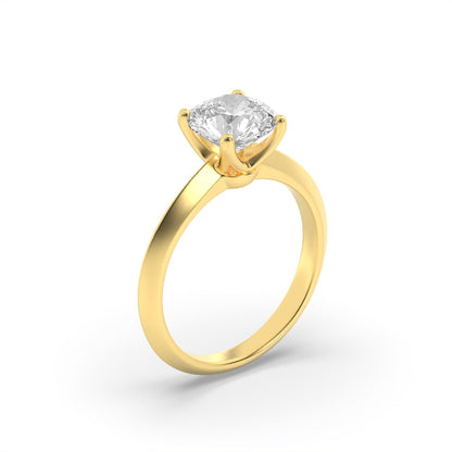 1.5CTW Round Shaped Lab Grown Diamond (F/VS) Knife Edge Shank Solitaire Engagement Ring in 14K Gold