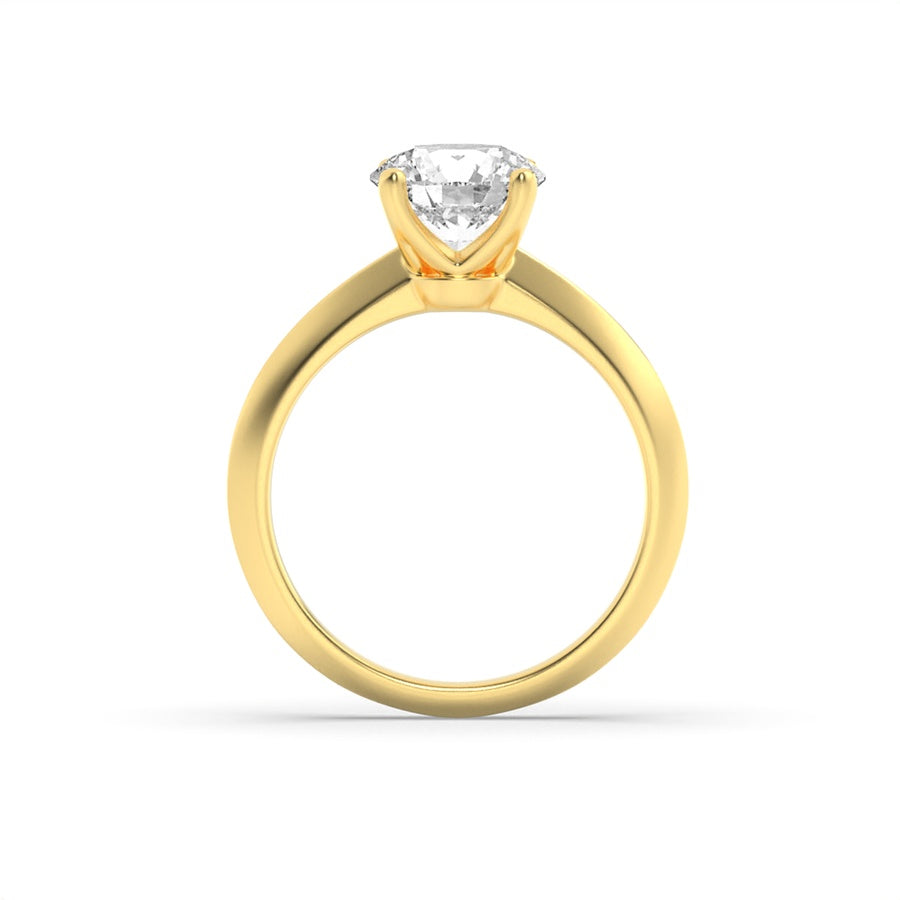 1.5CTW Round Shaped Lab Grown Diamond (F/VS) Knife Edge Shank Solitaire Engagement Ring in 14K Gold