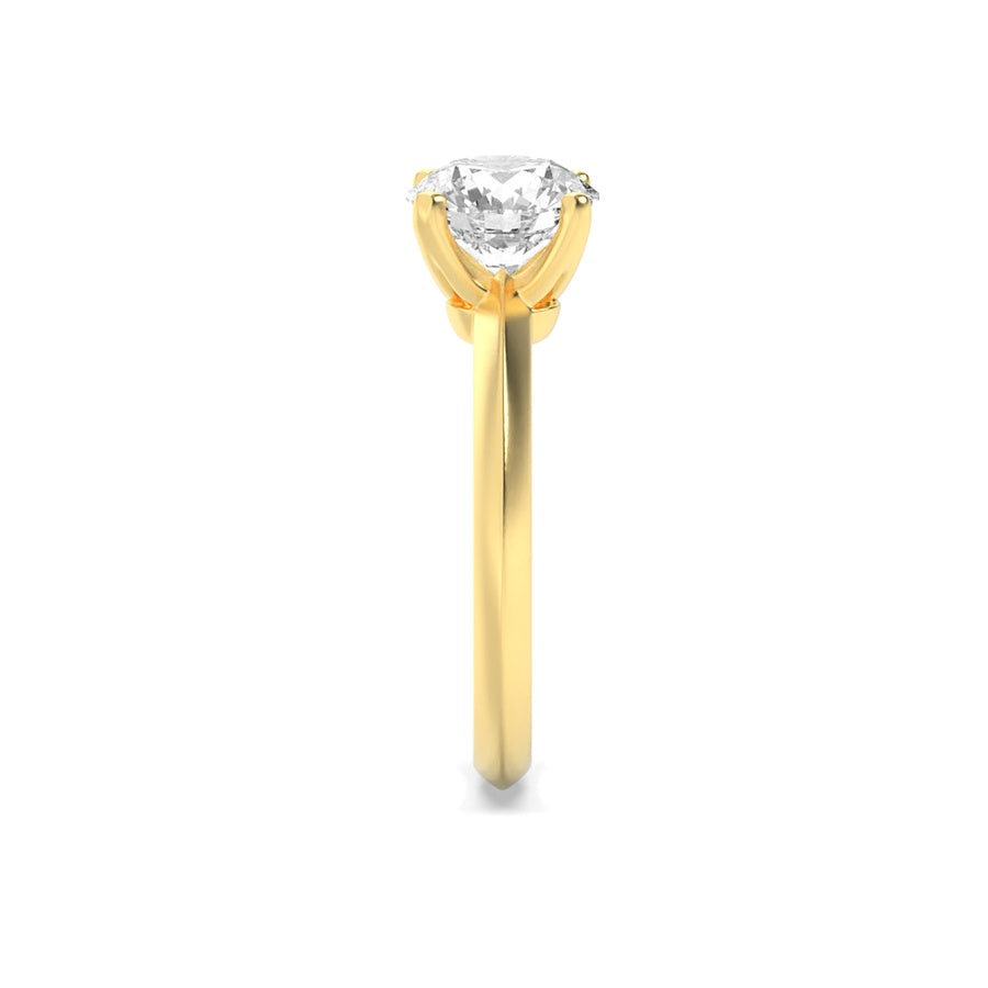 1.5CTW Round Shaped Lab Grown Diamond (F/VS) Knife Edge Shank Solitaire Engagement Ring in 14K Gold