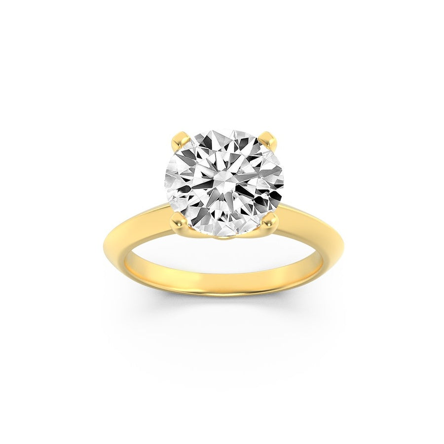 2CTW Round Shaped Lab Grown Diamond (F/VS) Knife Edge Shank Solitaire Engagement Ring in 14K Gold