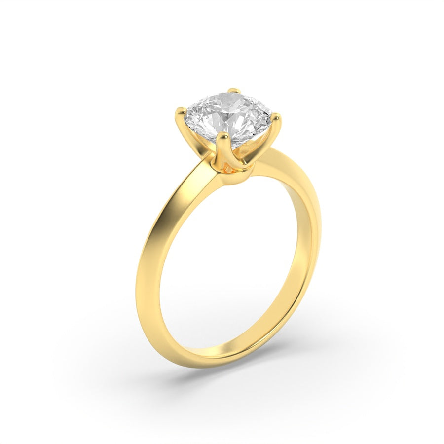 2CTW Round Shaped Lab Grown Diamond (F/VS) Knife Edge Shank Solitaire Engagement Ring in 14K Gold