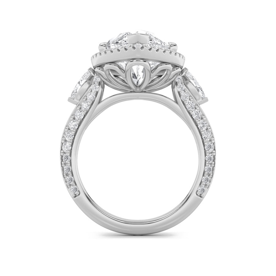 9CTW Marquise Shaped Lab Grown Diamond (F/VS) Bold Statement Accented  Ring in 14K Gold