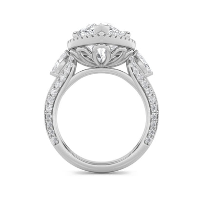 9CTW Marquise Shaped Lab Grown Diamond (F/VS) Bold Statement Accented  Ring in 14K Gold