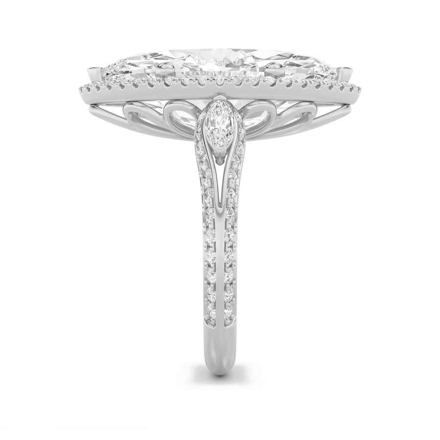 9CTW Marquise Shaped Lab Grown Diamond (F/VS) Bold Statement Accented  Ring in 14K Gold