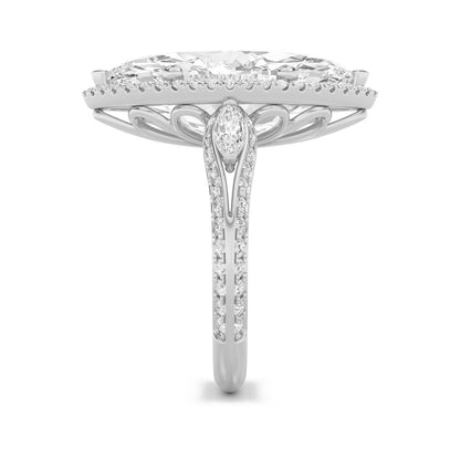 9CTW Marquise Shaped Lab Grown Diamond (F/VS) Bold Statement Accented  Ring in 14K Gold