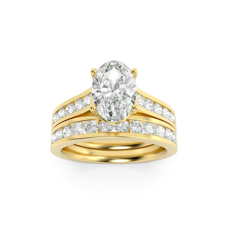 2CTW Oval Shaped Lab Grown Diamond (G/VS) Channel Set Bridal Engagement Ring in 10K Gold