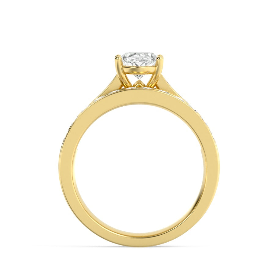 2CTW Oval Shaped Lab Grown Diamond (G/VS) Channel Set Bridal Engagement Ring in 10K Gold