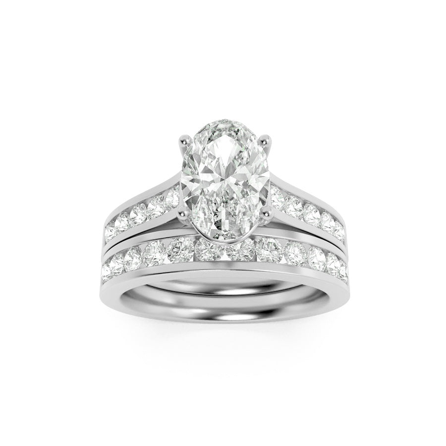 2CTW Oval Shaped Lab Grown Diamond (G/VS) Channel Set Bridal Engagement Ring in 10K Gold