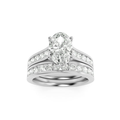 2CTW Oval Shaped Lab Grown Diamond (G/VS) Channel Set Bridal Engagement Ring in 10K Gold