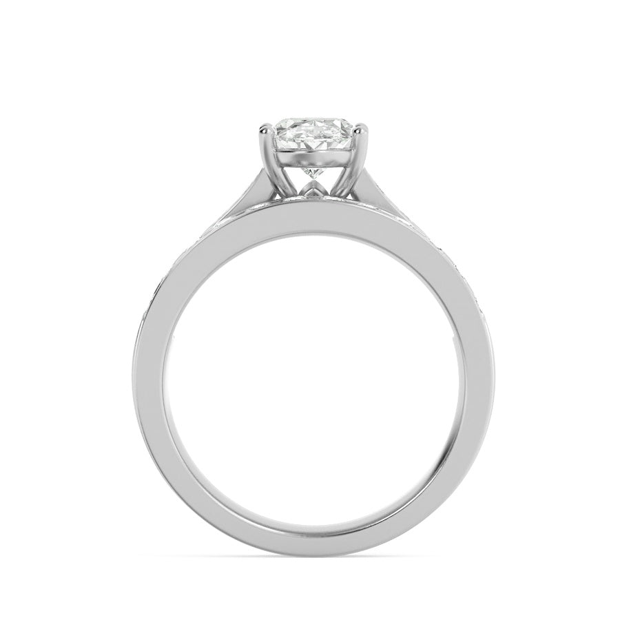 2CTW Oval Shaped Lab Grown Diamond (G/VS) Channel Set Bridal Engagement Ring in 10K Gold