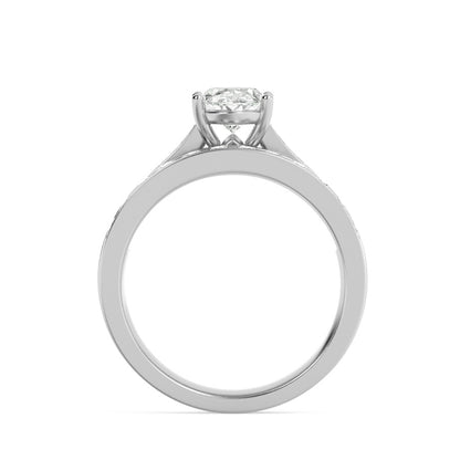 2CTW Oval Shaped Lab Grown Diamond (G/VS) Channel Set Bridal Engagement Ring in 10K Gold