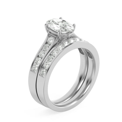 2CTW Oval Shaped Lab Grown Diamond (G/VS) Channel Set Bridal Engagement Ring in 10K Gold