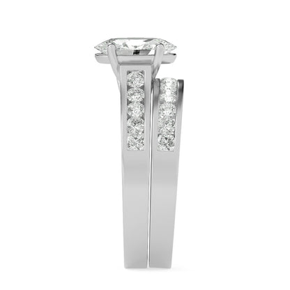 2CTW Oval Shaped Lab Grown Diamond (G/VS) Channel Set Bridal Engagement Ring in 10K Gold
