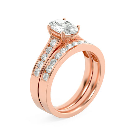 2CTW Oval Shaped Lab Grown Diamond (G/VS) Channel Set Bridal Engagement Ring in 10K Gold