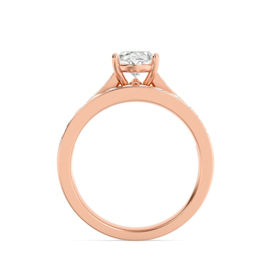 2CTW Oval Shaped Lab Grown Diamond (G/VS) Channel Set Bridal Engagement Ring in 10K Gold