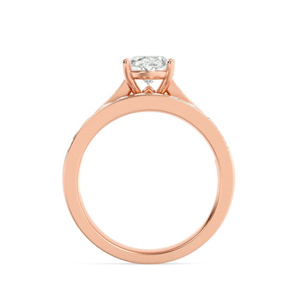 2CTW Oval Shaped Lab Grown Diamond (G/VS) Channel Set Bridal Engagement Ring in 10K Gold