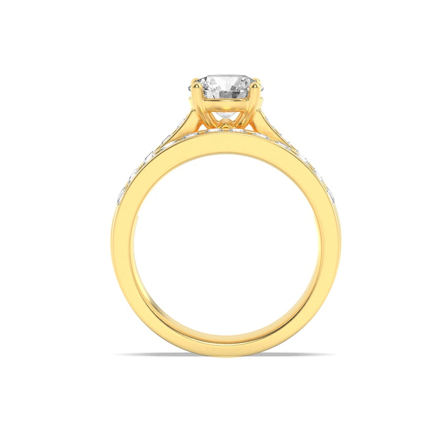 2CTW Round Shaped Lab Grown Diamond (F/VS) Channel Set Bridal Engagement Ring in 14K Gold