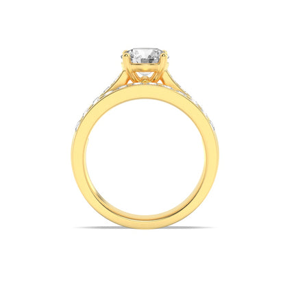 2CTW Round Shaped Lab Grown Diamond (F/VS) Channel Set Bridal Engagement Ring in 14K Gold