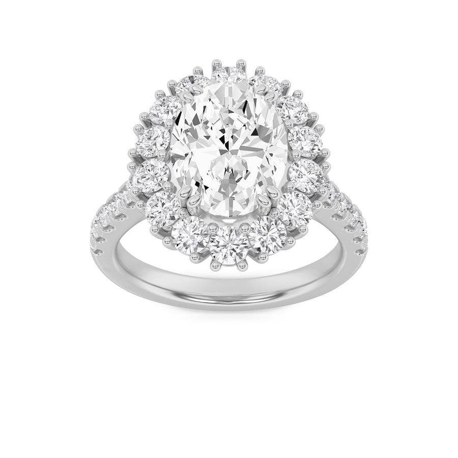 4CTW Oval Shaped Lab Grown Diamond (F/VS) Bold Classic Engagement Ring in 14K Gold