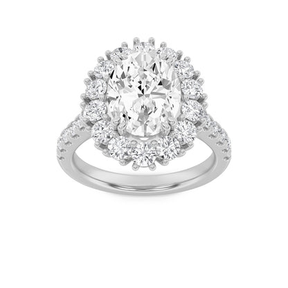4CTW Oval Shaped Lab Grown Diamond (F/VS) Bold Classic Engagement Ring in 14K Gold