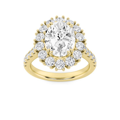 4CTW Oval Shaped Lab Grown Diamond (F/VS) Bold Classic Engagement Ring in 14K Gold