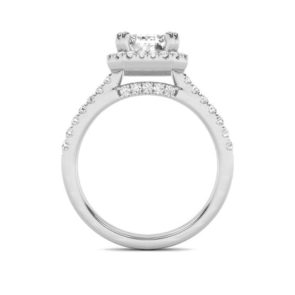 3CTW Emerald Shaped Lab Grown Diamond (F/VS) Classic Halo Accented Engagement Ring in 14K Gold