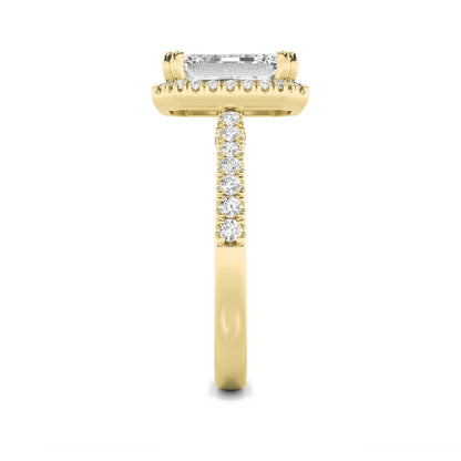3CTW Emerald Shaped Lab Grown Diamond (F/VS) Classic Halo Accented Engagement Ring in 14K Gold