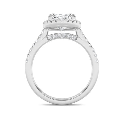 3CTW Oval Shaped Lab Grown Diamond (F/VS) Classic Halo Accented Engagement Ring in 14K Gold