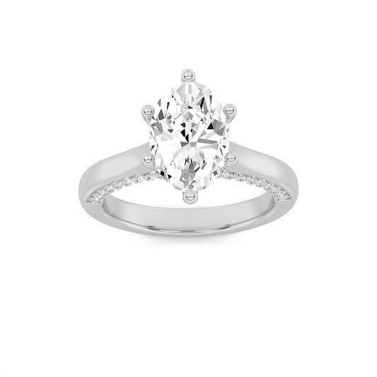 1.25CTW Oval Shaped Lab Grown Diamond (F/VS) Tulip Motif Accented Engagement Ring in 14K Gold