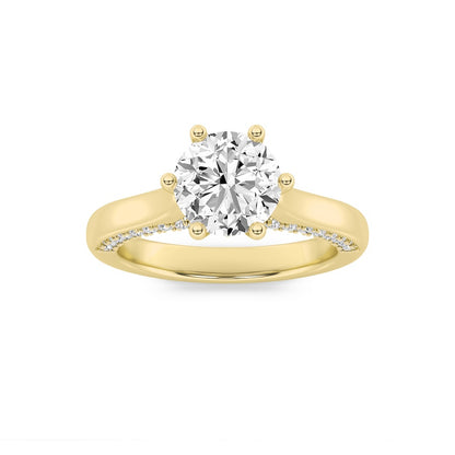 1.25CTW Round Shaped Lab Grown Diamond (F/VS) Tulip Motif Accented Engagement Ring in 14K Gold