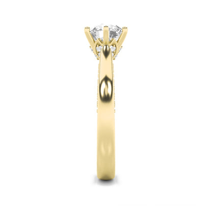 1.25CTW Round Shaped Lab Grown Diamond (F/VS) Tulip Motif Accented Engagement Ring in 14K Gold