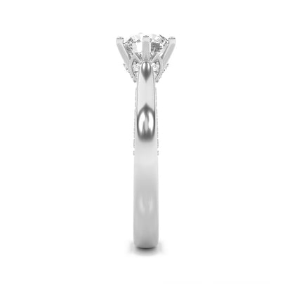2CTW Round Shaped Lab Grown Diamond (F/VS) Tulip Motif Accented Engagement Ring in 14K Gold