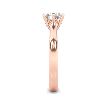 2CTW Round Shaped Lab Grown Diamond (F/VS) Tulip Motif Accented Engagement Ring in 14K Gold