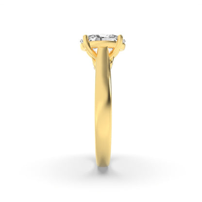 1.33CTW Oval Shaped Lab Grown Diamond (F/VS) Accented Bridge Shank Engagement Ring in 14K Gold