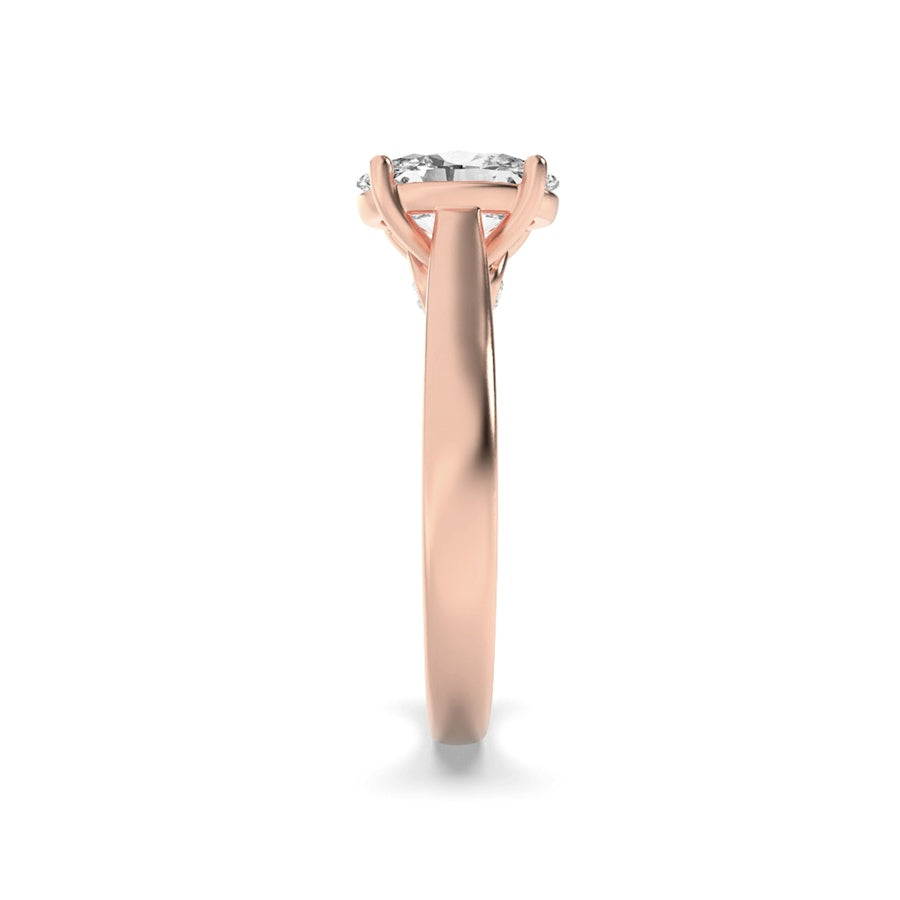 1.33CTW Oval Shaped Lab Grown Diamond (F/VS) Accented Bridge Shank Engagement Ring in 14K Gold