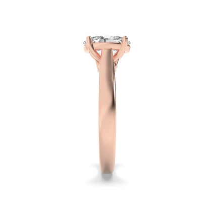 1.33CTW Oval Shaped Lab Grown Diamond (F/VS) Accented Bridge Shank Engagement Ring in 14K Gold