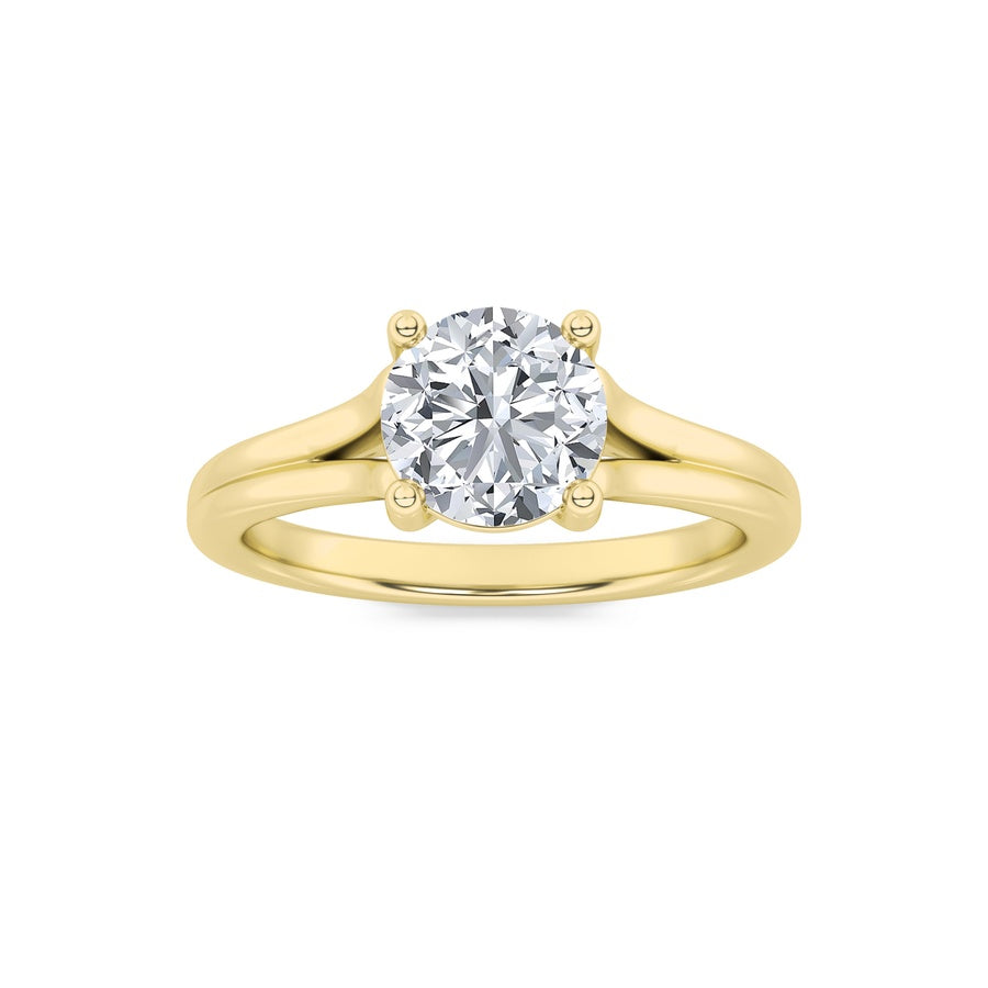 2CTW Round Shaped Lab Grown Diamond (F/VS) Split Shank Solitaire Engagement Ring in 14K Gold