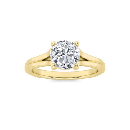 2CTW Round Shaped Lab Grown Diamond (F/VS) Split Shank Solitaire Engagement Ring in 14K Gold