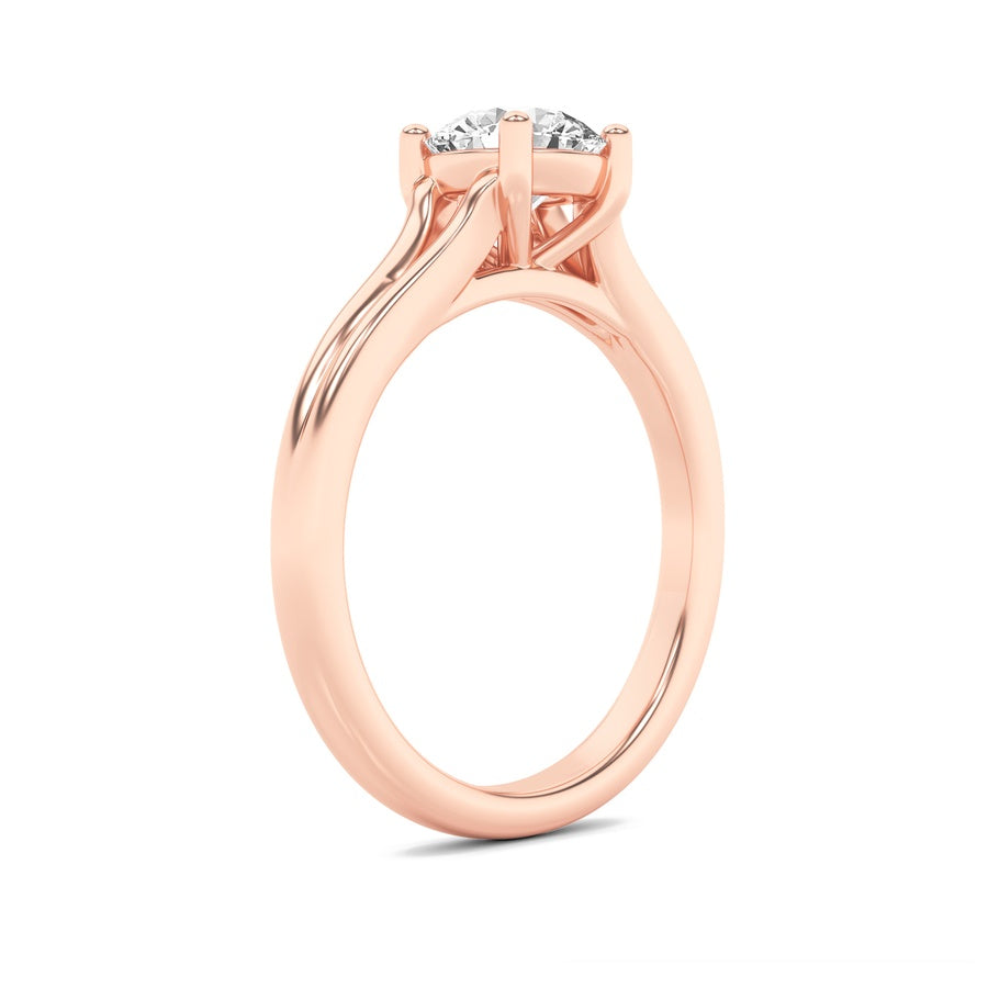 2CTW Round Shaped Lab Grown Diamond (F/VS) Split Shank Solitaire Engagement Ring in 14K Gold