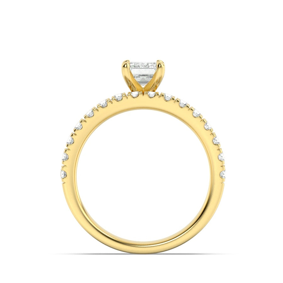 2CTW Emerald Shaped Lab Grown Diamond (F/VS) Classic Accented  Set With Band and Engagement Ring in 14K Gold