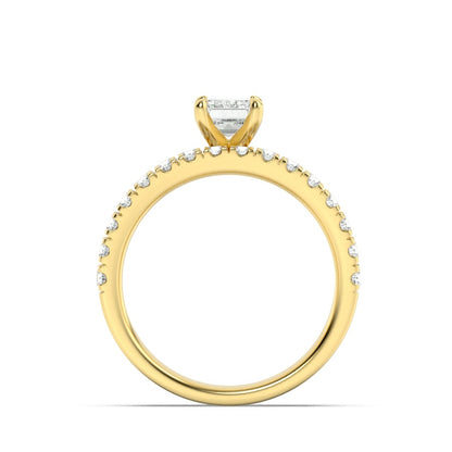 2CTW Emerald Shaped Lab Grown Diamond (F/VS) Classic Accented  Set With Band and Engagement Ring in 14K Gold