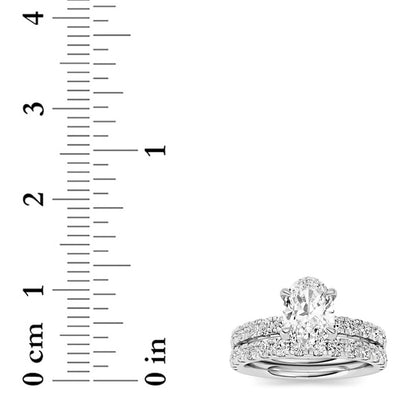 2CTW Oval Shaped Lab Grown Diamond (F/VS) Classic Accented  Set With Band and Engagement Ring in 14K Gold