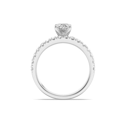 2CTW Oval Shaped Lab Grown Diamond (F/VS) Classic Accented  Set With Band and Engagement Ring in 14K Gold