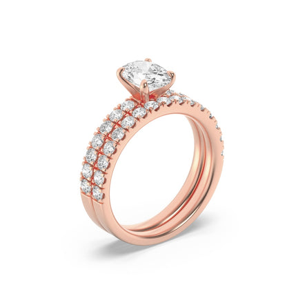 2CTW Oval Shaped Lab Grown Diamond (F/VS) Classic Accented  Set With Band and Engagement Ring in 14K Gold