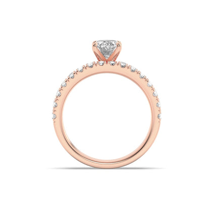2CTW Oval Shaped Lab Grown Diamond (F/VS) Classic Accented  Set With Band and Engagement Ring in 14K Gold